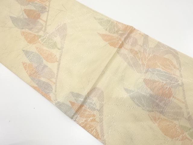 JAPANESE KIMONO / ANTIQUE SUMMER FUKURO OBI / SILK / WOVEN TREES